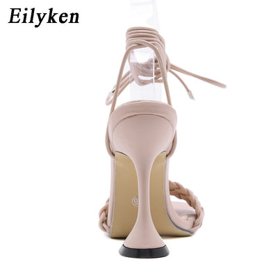 Square Toe Ankle Cross-Strap Heels - Shoe Candy Shop