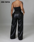 Faux Leather Straight High Waist Pants - Shoe Candy Shop