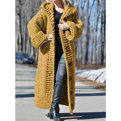 New 2021 Winter Clothes Women Cardigan Sweater Women&#39;s New Hooded Cardigan Loose Knit Long Coat Female Large Size S-5XL WM02 - Shoe Candy Shop