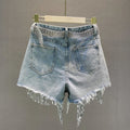 Tassel Beading High Waist Denim Shorts - Shoe Candy Shop