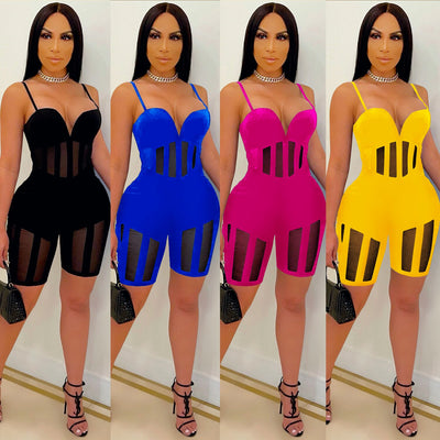 Sheer Mesh Bodycon Rompers - Shoe Candy Shop