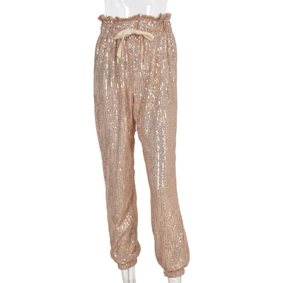 Gold Sequin Shiny Wide Leg Pants - Shoe Candy Shop