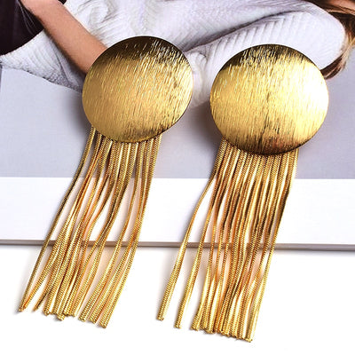 Gold Metal Chain Tassel Earrings - Shoe Candy Shop