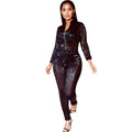 VAZN Hot Sale Sexy O-neck  Sequins Glitter Office Lady Women Sleeveless Banquet Party Beach Jumpsuits Full Pant Bandage Rompers - Shoe Candy Shop