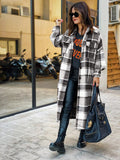 Women&#39;s Fashion Long Plaid Coat Autumn Shirt Coat Woolen Coat Streetwear Women Clothing Loose Coat Female Casual Jacket - Shoe Candy Shop