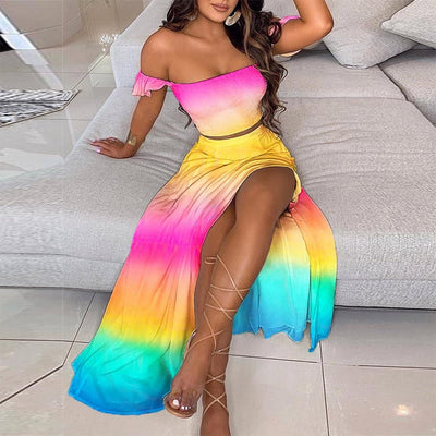 Sexy Off Shoulder Strapless Crop Top Long Skirt Set - Shoe Candy Shop