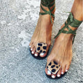 Leopard Tie Up Sandals