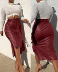 PU Leather Pencil Skirt - Shoe Candy Shop