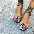 Leopard Tie Up Sandals