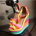 Multicolor Patchwork Wedge Sandal - Shoe Candy Shop