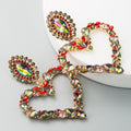 Crystal Rhinestone Heart Dangle Earrings - Shoe Candy Shop