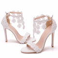 "Queen" Lace Pearl Tassel Sandals