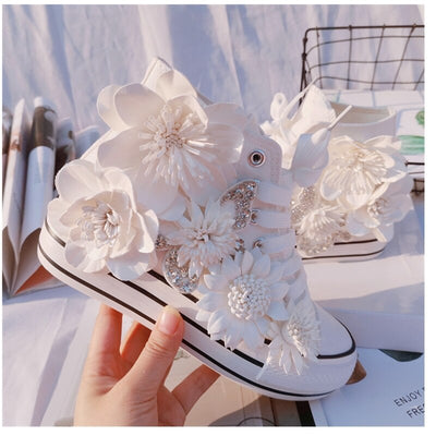 Flower High-top Canvas Sneakers - Shoe Candy Shop