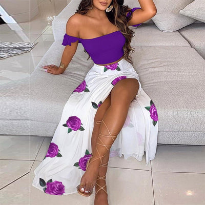 Sexy Off Shoulder Strapless Crop Top Long Skirt Set - Shoe Candy Shop