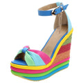 Multicolor Patchwork Wedge Sandal - Shoe Candy Shop