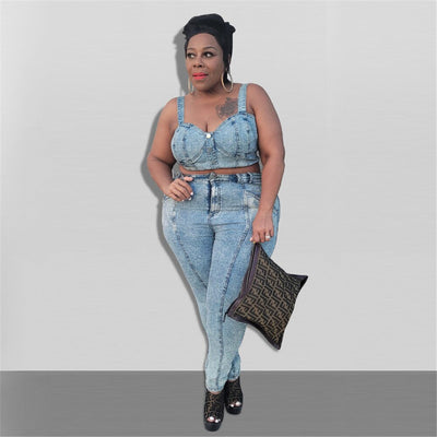 Denim Bra and High Waist Jeans - Shoe Candy Shop