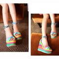 Multicolor Patchwork Wedge Sandal - Shoe Candy Shop