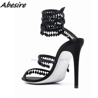 Rhinestone Fringe Sandals - Shoe Candy Shop