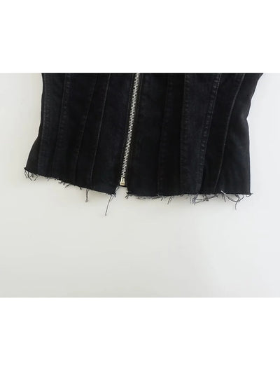 Black Denim Corset Top