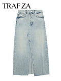 Vintage Front Split Denim Skirt