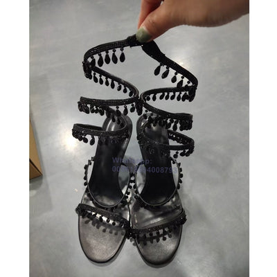 Rhinestone Fringe Sandals - Shoe Candy Shop