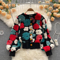 3D Floral Patchwork Crop Jacket