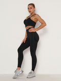 Women's Sets Skinny Tracksuit Breathable Bra Long Sleeve Top Seamless Outfits High Waist Push Up Leggings Gym Clothes Sport Suit - Shoe Candy Shop