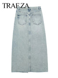 Vintage Front Split Denim Skirt