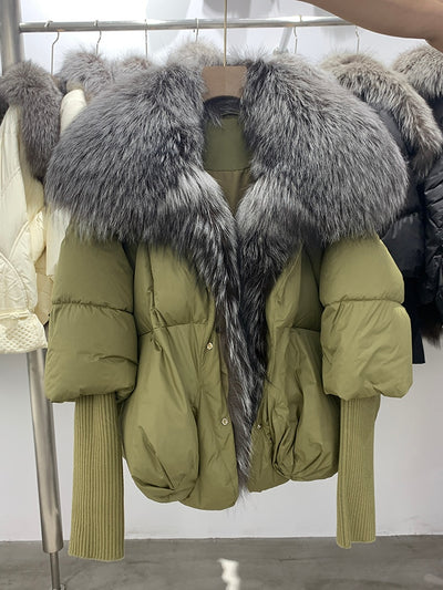 Real Fox Fur Collar Goose Down Jacket - Shoe Candy Shop