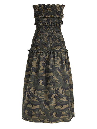 Women Camouflage Strapless Dress