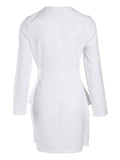 Long Sleeve Plunge Ruched Party Dress - Shoe Candy Shop