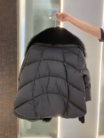 Real Fox Fur Collar Goose Down Jacket - Shoe Candy Shop