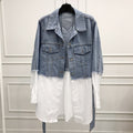 Patchwork Long Denim Top - Shoe Candy Shop