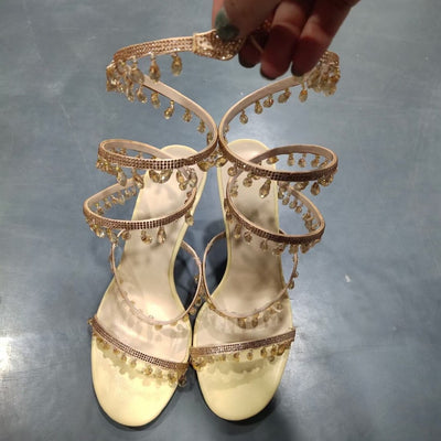 Rhinestone Fringe Sandals - Shoe Candy Shop