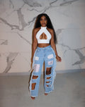 Wide Leg Ripped Jeans - Shoe Candy Shop