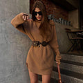 Turtleneck Split Women&#39;s Sweater Dress Loose Casual Long Sleeve Pullover  Ladies Sweaters Autumn Winter 2022 New Solid Dresses - Shoe Candy Shop