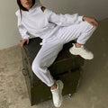 Women 2 Piece Sportswear Sets 2022 New Female Casual Hollow Hoodies Outfits Women&#39;s Trouser Suit Waist Elastic Sweatpants Suit - Shoe Candy Shop