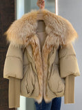 Real Fox Fur Collar Goose Down Jacket - Shoe Candy Shop