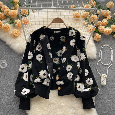 3D Floral Patchwork Crop Jacket