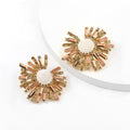 Rhinestone Sun Flower Shape Pendant Earrings - Shoe Candy Shop