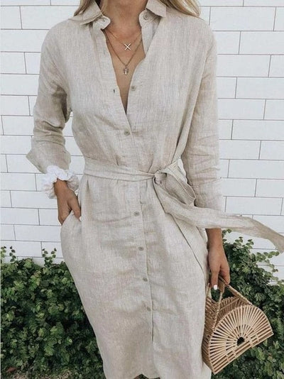 Long Sleeve Button Up Shirt Dress