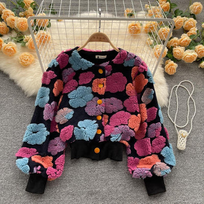 3D Floral Patchwork Crop Jacket