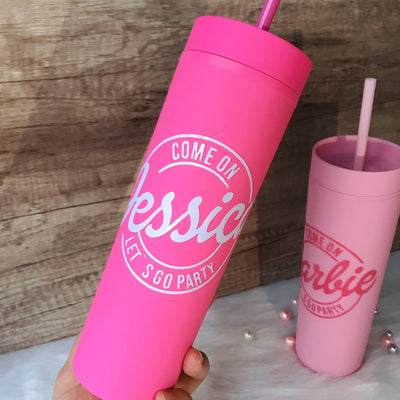 Let's Go Party Tumbler with Straw (Can Be Personalized)