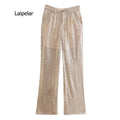 New Spring Women Wide Leg Pants High Waist Sequins Long Pants Loose Women Trousers Office Ladies Elegant Pants - Shoe Candy Shop