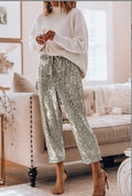 Gold Sequin Shiny Wide Leg Pants - Shoe Candy Shop