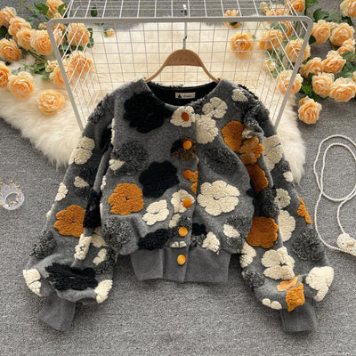 3D Floral Patchwork Crop Jacket