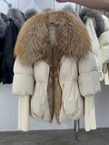 Real Fox Fur Collar Goose Down Jacket - Shoe Candy Shop