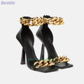 "Azzure" Metal Chunky Chain Sandals