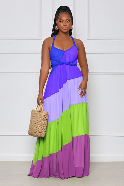 Halter Neck Backless Maxi Dress - Shoe Candy Shop