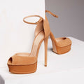 Beige Suede High Platform Pumps - Shoe Candy Shop